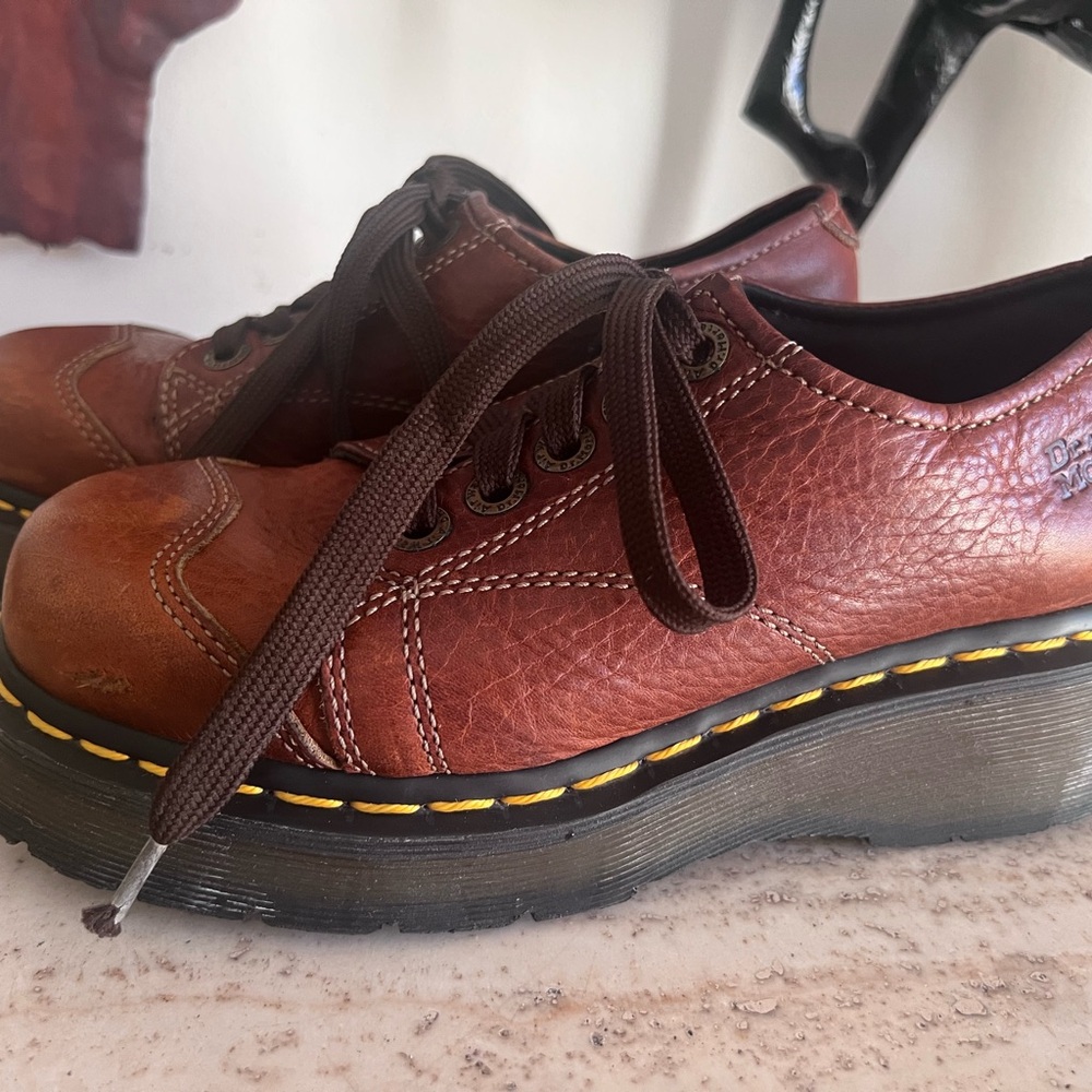 Dr. Martens Brown Leather Platform Shoes